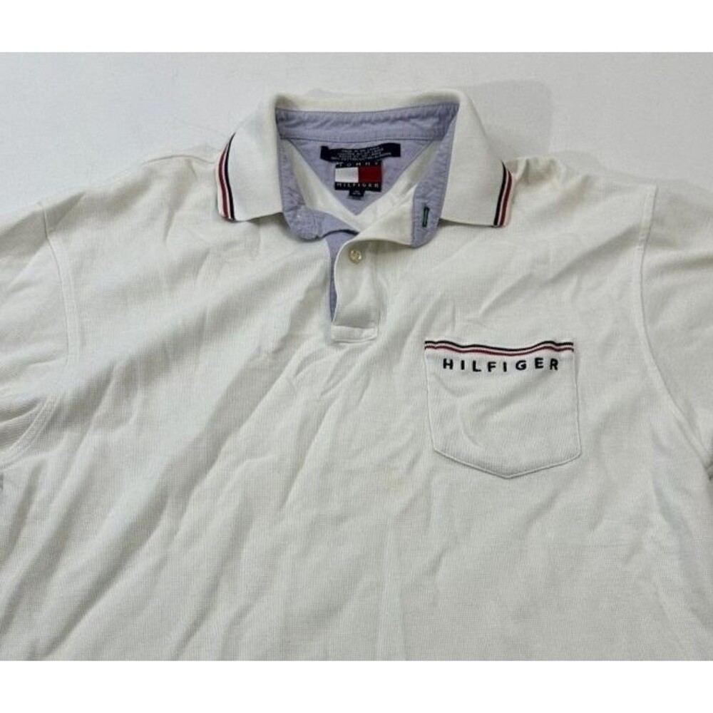 Tommy Hilfiger Men's Polo Shirt White Chest Pocket With Embroidery, Size M/M